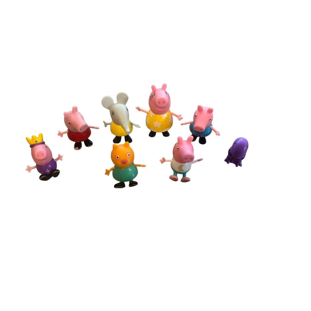 Lot Of 8 Peppa Pig Figures Elephant George Dino - Picture 1 of 4